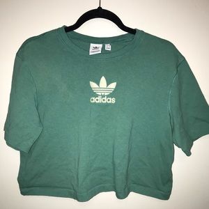 Green Adidas cropped t shirt